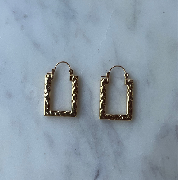 Rectangle gold hoops