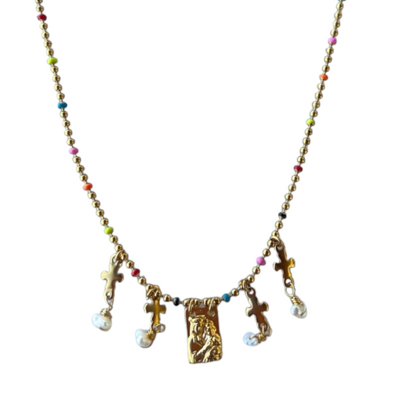 Colorful necklace with scapulary