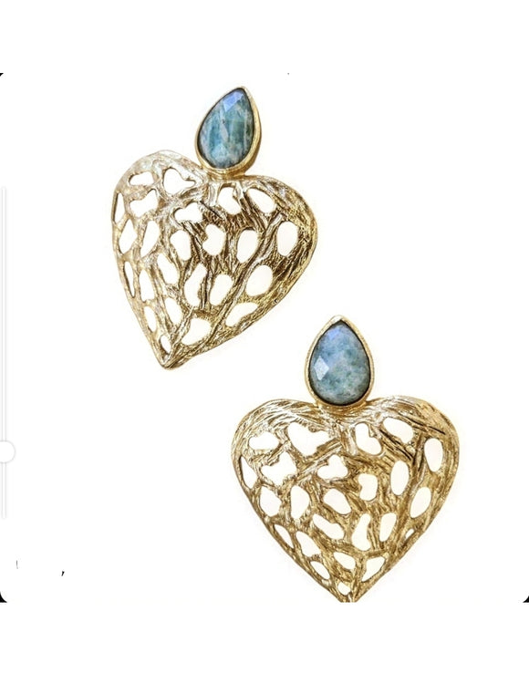 Aquamarine heart Earring