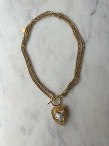 Double chain baroque pearl pendant