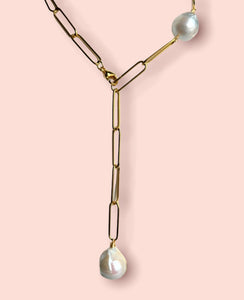 Clip Necklace with Baroque pearls