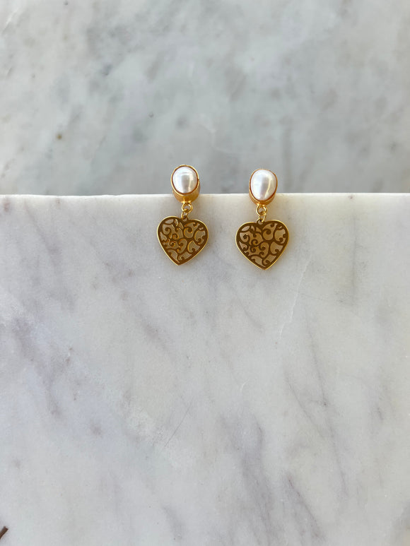 Pearl Heart earrings